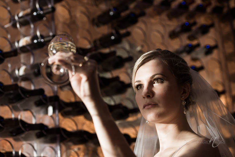Bride appreciating wine