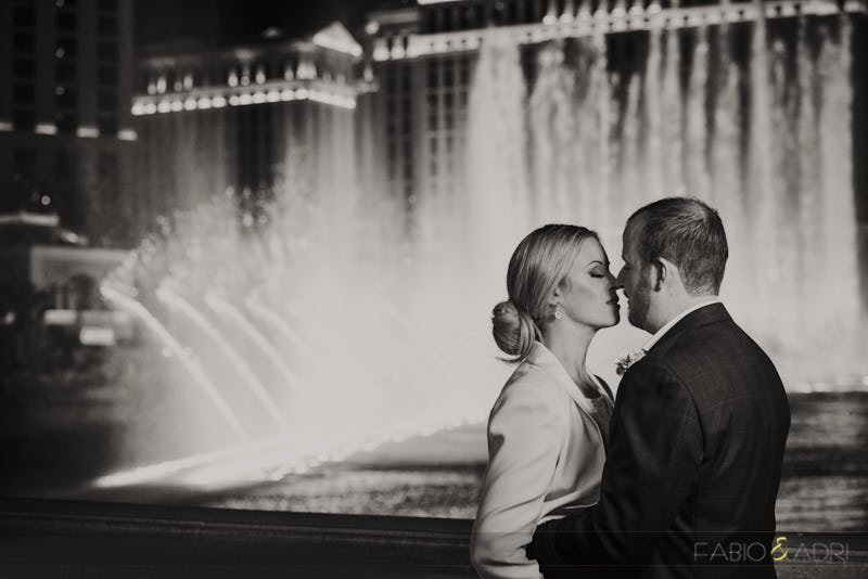 Bellagio Fountains Bride and Groom Photo